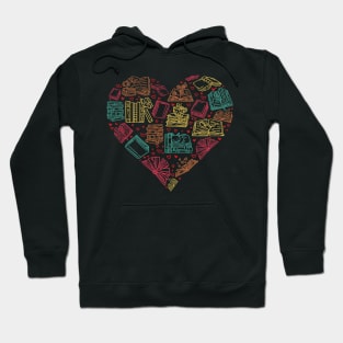 Book Lover Heart Librarian Bookworm Gift graphic Hoodie